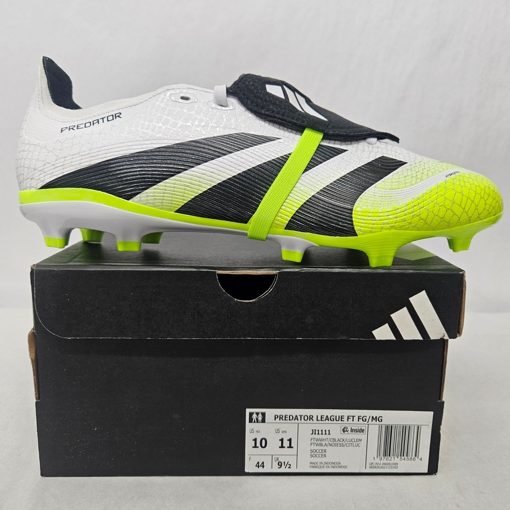 Adidas Predator League FT FG/MG Soccer Cleats JI1111 White‎ Yellow Men Size 10